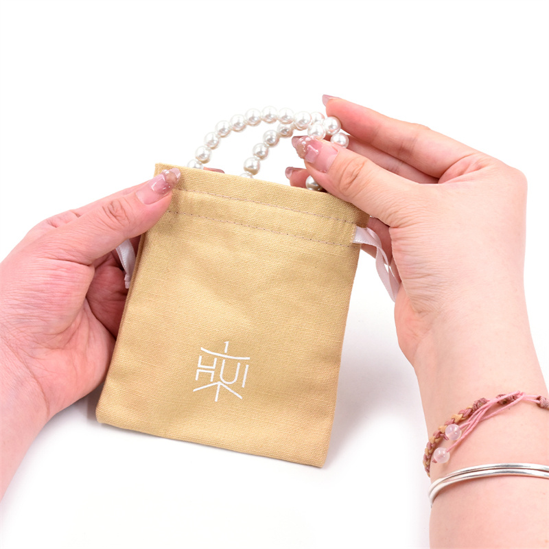 Polyester Linen Jewelry Pouch