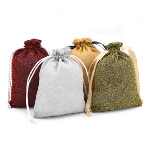 Polyester Shiny Drawstring Jewelry Pouch