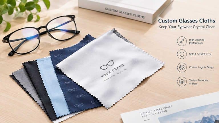Custom microfiber glasses cleaning cloths with personalized logo options for eyewear brands